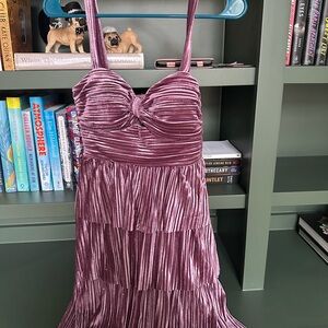 Honey and Rosie Mauve Pleated Evening Gown
